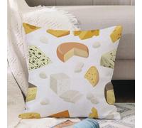 VJIZLOQB Throw Pillow Cushion Cover,Seamless pattern pieces of cheese Popular kind of cheese icons isolated flat style fresh m,Pillow Cover for Home Livingroom Couch Bed Sofa Decorate 20 x 20 in