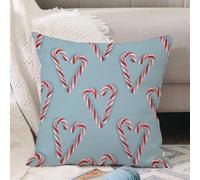 VJIZLOQB Throw Pillow Cushion Cover,Seamless pattern with candy cane hearts. Bright red and white elements isolated on spearmi,Pillow Cover for Home Livingroom Couch Bed Sofa Decorate 18 x 18 in