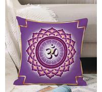 VJIZLOQB Throw Pillow Cushion Cover,seventh chakra Sahasrara logo template. Crown chakra symbol Purple lotus sacral sign medit,Pillow Cover for Home Livingroom Couch Bed Sofa Decorate 18 x 18 in