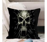 VJIZLOQB Throw Pillow Cushion Cover,Skull isolated on black background. Horror background for halloween concept. Design for t-,Pillow Cover for Home Livingroom Couch Bed Sofa Decorate 18 x 18 in