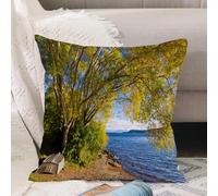 VJIZLOQB Throw Pillow Cushion Cover,Small boat under a tree next to Lake Taupo Taupo North Island New Zealand,Pillow Cover for Home Livingroom Couch Bed Sofa Decorate 20 x 20 in