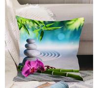 VJIZLOQB Throw Pillow Cushion Cover,Spa, sand orchid and massage stones in the Zen garden, sunny day, image of,Pillow Cover for Home Livingroom Couch Bed Sofa Decorate 12 x 12 in