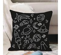 VJIZLOQB Throw Pillow Cushion Cover,Space kit. Meteorite shooting star comet planets Saturn satellite moon rocket flying sauce,Pillow Cover for Home Livingroom Couch Bed Sofa Decorate 12 x 12 in