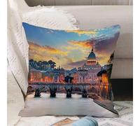 VJIZLOQB Throw Pillow Cushion Cover,St. Peter's Basilica in Rome Italy at sunset. Scenic travel background. Scenic travel back,Pillow Cover for Home Livingroom Couch Bed Sofa Decorate 12 x 12 in