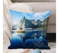 VJIZLOQB Throw Pillow Cushion Cover,sunset - Reine Lofoten islands Norway,Pillow Cover for Home Livingroom Couch Bed Sofa Decorate 20 x 20 in