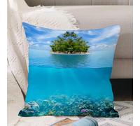 VJIZLOQB Throw Pillow Cushion Cover,Tropical, lonely small island by the sea with lush exotic flora and fauna in the Ju,Pillow Cover for Home Livingroom Couch Bed Sofa Decorate 12 x 12 in