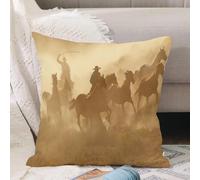 VJIZLOQB Throw Pillow Cushion Cover,Two Cowboys galloping and roping through the desert,Pillow Cover for Home Livingroom Couch Bed Sofa Decorate 12 x 12 in
