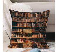 VJIZLOQB Throw Pillow Cushion Cover,View of shelves with old books in library,Pillow Cover for Home Livingroom Couch Bed Sofa Decorate 12 x 12 in
