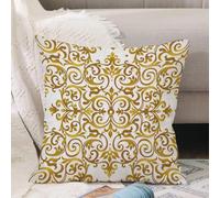 VJIZLOQB Throw Pillow Cushion Cover,Wallpaper in the style of Baroque. Seamless vector background. White and gold floral ornam,Pillow Cover for Home Livingroom Couch Bed Sofa Decorate 12 x 12 in