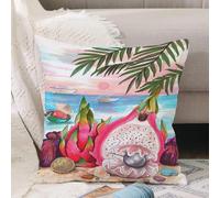 VJIZLOQB Throw Pillow Cushion Cover,Watercolor hand drawn art illustration. Tropical paradise of natural products. Dragon frui,Pillow Cover for Home Livingroom Couch Bed Sofa Decorate 12 x 12 in