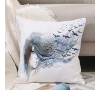 VJIZLOQB Throw Pillow Cushion Cover,Watercolor woman portrait. Fashion illustration. Hand drawn artistic painting.,Pillow Cover for Home Livingroom Couch Bed Sofa Decorate 20 x 20 in