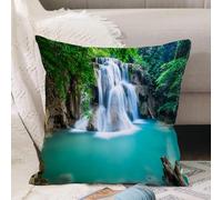 VJIZLOQB Throw Pillow Cushion Cover,Waterfall, Exotic Waterfall Above Cyystal, Like The Secret Lake Photo Martial Arts,Pillow Cover for Home Livingroom Couch Bed Sofa Decorate 12 x 12 in