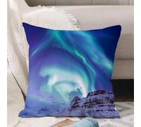 VJIZLOQB Throw Pillow Cushion Cover,Winter,Aurora Borealis at Kirkjufell Iceland Natural Phenomena Northern Environment Decora,Pillow Cover for Home Livingroom Couch Bed Sofa Decorate 20 x 20 in