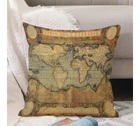 VJIZLOQB Throw Pillow Cushion Cover,World map, old antique picture Vintage reproduction of the 16th century At,Pillow Cover for Home Livingroom Couch Bed Sofa Decorate 12 x 12 in