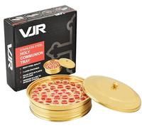 VJR Communion Trays with Lid Holy Wine Serving - Communion Ware Set Stainless Steel - Tray for Churches - Communion Supplies for Church (Gold Tray Pack 1)