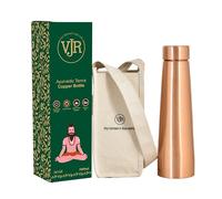 VJR Copper Bottle- 34OZ / 1000ML Glossy Plain Design Water Bottle for Home Office or Car Reusable Leak-Proof Pure Copper Water Bottle Ayurvedic Copper Water Bottle for Drinking Hand Washable