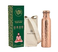 VJR Premium Copper Water Bottle - 34OZ/1000ML Handcrafted Hammered Design Leak-Proof Copper Bottle Ayurvedic Pure Copper Water Bottle for Drinking Stylish Hydration Solution Hand Washable