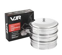 VJR Stainless Steel Communion Tray Set with Cover - Pack 3 Holds 120 Food-Grade Cups | Durable, Polished Church Communion Serveware for Worship Services