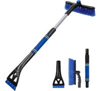 VJSlwpi 3 In 1 Extendable Car Snow Removal Tool With 360 Degree Pivoting Brush Head Detachable Ice Scraper And Foam Grip(A-1pc)