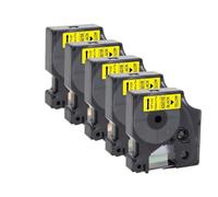 VJSLWPIB 5PK 12mm 45013 Compatible D1 Tape Works With 45010 45016 45021 45022 45023 Label Tapes For LabelManager 160 280 260D Label Printers(Black on Yellow)