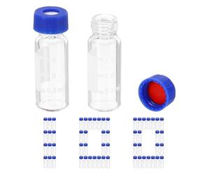 Vjsujehgy 2ml Autosampler Vial, HPLC/Vials 9-425 Lab Clear Vials Sample Vial Cap Writing Patch 100PCS