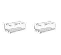 Vjsujehgy 2X Refrigerator Organizer Bins with Pull Out Drawers Fridge Produce Drawer Set for Save Vertical Space
