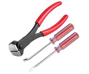 Vjsujehgy 3Pcs Upholstery and Construction Staple Remover Set 7in End Cutting Pliers, 8in Angled and Straight V Tip Nail Puller