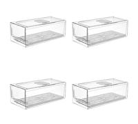 Vjsujehgy 4X Refrigerator Organizer Bins with Pull Out Drawers Fridge Produce Drawer Set for Save Vertical Space