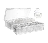 Vjsujehgy Bead Storage Containers, 48 Small Clear Plastic Bead Organizer Box with Hinged Lid, Craft Organizers and Storage 2 Sets