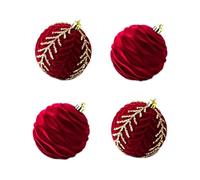 Vjsujehgy Christmas Balls Ornaments Wine Red Flocking Christmas Tree Decoration New Year Christmas Spheres A