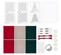Vjsujehgy Merry Christmas KitSashiko Thread Water Soluble Patterns Embroidery Kit for Beginners, Thimble Fabric, Hand Quilting