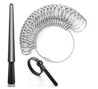 Vjsujehgy Ring Sizer Measuring Tool Kit, Plastic Ring Mandrel, Reusable Finger Size Tape 1-17 USA Rings Size, with Half Size