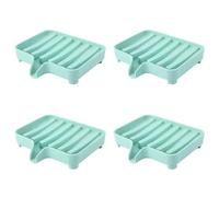 Vjsujehgy Sponge Holder Storage Rack Drain Soap Box Tray Soapbox 4 Pcs Shower Soap Tray Tool Soap Dish Plate Holder Green