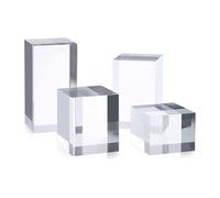 Vjsujehgy Square Polished Acrylic Photo Props 4Pcs Clear Cube Display Risers Stands Transparent Solid Blocks