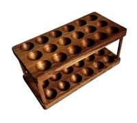 Vjsujehgy Wooden Double Layer Egg Holder, 2 Tier Kitchen Egg Storage Rack Baskets, Egg Tray Organizers for Countertop Space