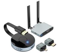 VJZFA Wireless HDMI Transmitter and Receiver, Plug and Play, Wireless HDMI Extender Kit Support 2.4/5GHz for Streaming Video, Audio and File to Monitor from Laptop/Pc/Tv Box/Projector