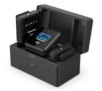 VJZFA Wireless Tie Microphone with Noise Cancellation, 200m Range, 24 Hour Battery, Dual Channel, Compact Lapel Microphone Wireless for DSLR Cameras, iPhone,