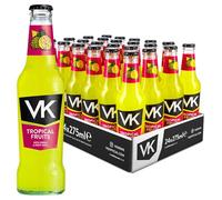 VK Alcopop Bottles 24 x 275ml Case - VK Tropical Fruits - Fruity Vodka Based Alcopop Premixed Drink, 3.4% ABV Ready To Drink Topical Flavour