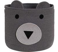 VK Living Cotton Rope Bear Animal Basket Foldable Large Woven Storage Basket Baby Nursery Cute Laundry Hamper for Toys,Blanket, Towels Clothes in Bedroom Living Room