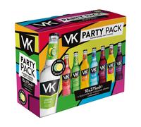 VK Party Pack 10 x 275ml | 3.4% ABV | Alcopops Party Pack | 10 Bottles | Vodka & Fruit Juice | Ready To Drink | Mixed Pack | Premixed Alcohol Drinks | Fruity Flavoured Sparkling Vodka Drinks |