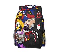 Vkaxopt Backpack Shark Teeth Camo Backpacks Travel Laptop Daypack Big Capacity Bookbag Fashion Durable Back Pack, Supergraffiti, Daypack Backpacks