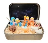 VKCMNWE Christmas Nativity Scene Set, Christmas Nativity Set In A Tin Box, Resin Birth Of Jesus Ornament, Holy Family & Baby Jesus Figurines, Religious Gifts For Home Interior Table Decoration
