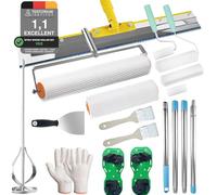 VKE Epoxy Spiked Roller Self Levelling with Spiked Shoes | Mixing Paddle, Extension Pole 162cm, Stainless Steel Scrape,r Markless Sawtooth Self-Leveling Rake