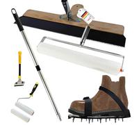 VKE Spiked Roller Self Levelling with Splash Guard, Screeding Tools, Floor Squeegee Heavy Duty for Self Levelling Compound, Spike Shoes for Self Levelling Floor, Pin Leveller, Extension Pole 162cm