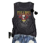 VKEGNIO Roses Tank Top Women Funny Skeletons Graphic Sleeveless Shirt Summer Letter Print Casual Tank Skull Head Tank, Dark Grey, L