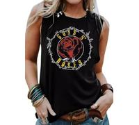 VKEGNIO Vintage Flower Tank Top Women Summer Graphic Sleeveless Tops Tank Bohemian Cute Print Casual Summer Shirts, Black, L