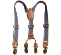 VKEID Children Braces Vintage Children's Trouser Suspenders Elastic Elastic 4 Clip Hundred With Children's Clothing Big Kid Little Kid Back Strap Suspenders(Khaki)