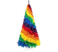 vkeid PVC Pine Branches With Sturdy Metal Stand For Party Holiday Seasonal Decoration,7FT Colorful Rainbow Christmas Tree,Artificial Xmas Tree-