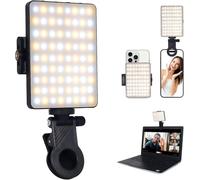 VKH Selfie Light with Clip, 72 LED Video Light, Dimmable 3000K-9900K, 3 Light Modes, Mobile Phone Light, CRI 80+ Panel Light, Built-in Rechargeable Batteries for Phone, Tablet, Laptop, YouTube, TikTok