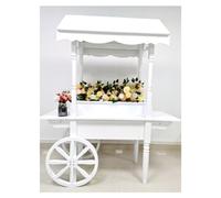 VKHPJP 6.5ft Tall White Candy Cart on Wheels for Candy and Dessert Display, Decorated Wood Candy Cart, Sugar and Sweet Cart for Weddings, Party, Decorations